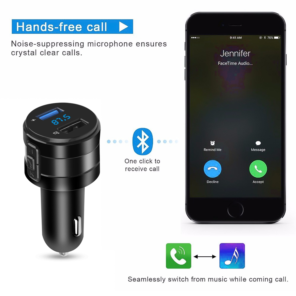 Pemancar Bluetooth 4.2 FM mobi - Robot Bluetooth Car ulasan dan harga